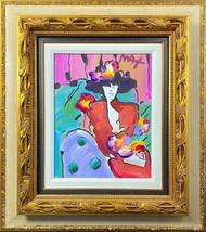 Peter Max Brown Lady Ver. VI Original Acrylic on Canvas Framed with Parkwest COA - $19,305.00