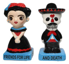 Day Of The Dead Friends For Life &amp; Death Sugar Skull Dancers Salt Pepper... - $18.99