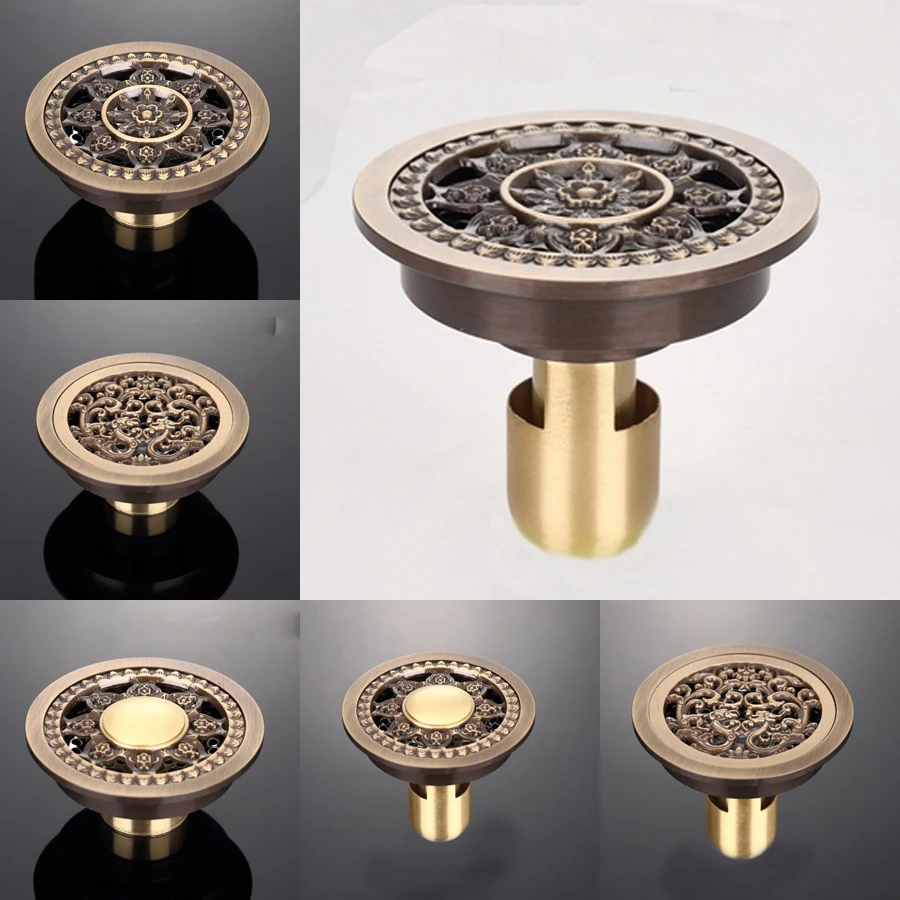 House Home Round 4&quot; Bathroom Floor Drain Antique BrA 10cm Shower Drain Bathroom  - £52.75 GBP