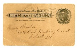 1901 Postal Card One Cent United States Of America Post Marked Joliet Il... - £15.27 GBP