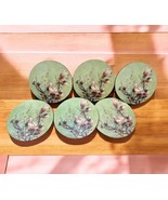 Vintage Pimpernel Round Coasters green pink Set of 6 Magnolia Flower 4&quot; - $21.73