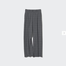 Uniqlo Wide-Fit Pleated Pants Windowpane Gray Size Small NWT - $49.90