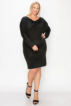 Women&#39;s Draped Neck Long Sleeve Dress - €17,86 EUR