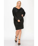 Women&#39;s Draped Neck Long Sleeve Dress - $28.80 CAD