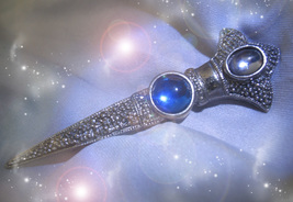Haunted Antique Pendant Harness Royal Power Scepter Magick 925 7 Scholar - $167.77