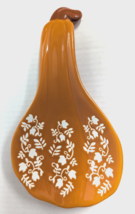 Pumpkin Gourd Spoon Rest Utensil Holder Orange White Flowers Kitchen Cer... - $282.31 MXN