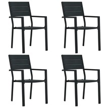 Garden Chairs 4 pcs Black HDPE Wood Look - £153.60 GBP