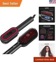 Dual Voltage Ceramic Hair Brush Straightener - 10M+ Ions for Smooth Shine - $80.49