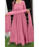 Beautiful Georgette Lucknowi Handmade Chikankari Fancy Allover work Stra... - $38.89