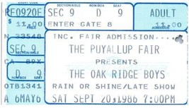 Vintage Chêne Ridge Garçons Ticket Stub Septembre 20 1986 Puyallup Fair - £32.47 GBP