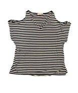 Michael Kors 1X Blue White Striped Cold Shoulder Shirt Top - $364.41 MXN