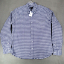 J Crew Shirt Mens Large Button Down Gingham Check Blue White Classic Fle... - £19.79 GBP