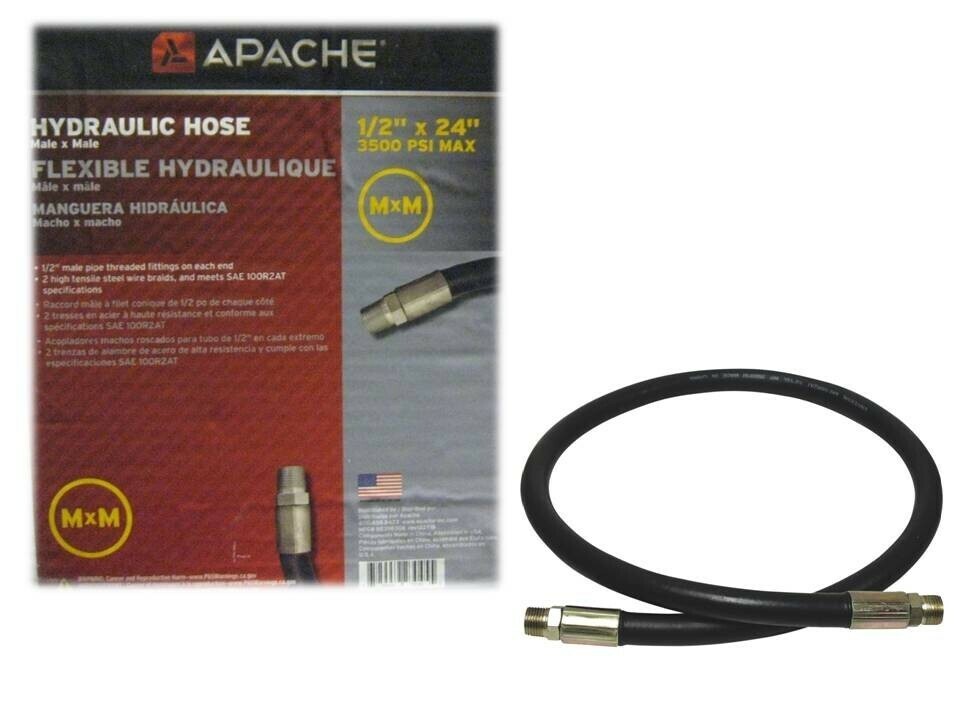 Apache 98398306 2-Wire Hydraulic Hose 1/2&quot; I.D X 24&quot; L 3500-psi Rubber B... - $22.76