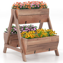 Vertical Raised Garden bed with 3 Wooden Planter Boxes-S - Color: Brown ... - £103.86 GBP