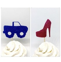 Wheels or heels cupcake, Gender Reveal Cupcake Toppers, Gender Reveal - $8.42