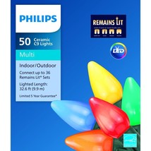 new Philips  50  ceramic multi led    C9  light  32.6 ft Long Indoor/Outdoor - £31.81 GBP