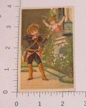 Victorian Trade Little Boy with Rifle Girl waving in Background VTC 4 - £5.40 GBP