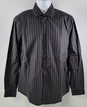 DA) Men Calvin Klein Slim Fit Cotton Black Striped Dress Shirt 16  34/35 - £7.97 GBP