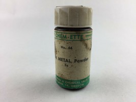 Vintage Chem-Ette Iron Metal Powder Fe No 66 Pharmacy Medicine Bottle 2.25&quot; - $23.38
