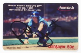 Robin Yount Signed 1994 Tribute Day Ameritech Phone Card Milwaukee Brewers HOF - £23.65 GBP