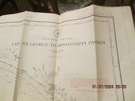 Vintage 1929 Coast Guard Nautical Map Galveston to Mississippi River 36 x 44&quot; - $22.00