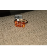 10K Yellow Gold Orange Spessartite Garnet Oval &amp; Diamond Band Ring, Sz 7... - $384.21 CAD