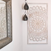 Hand Carved Wooden Mandala Wall Art - Unique Large Decorative Headboard Sculptur - £375.61 GBP