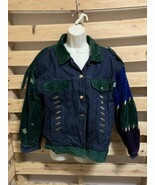 Vintage Laurel Escada Denim Jacket Italy Embroidered Velvet Woman&#39;s Size... - $3,752.07 MXN