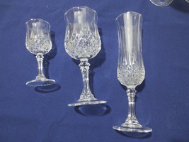 18 pc Cristal D&#39;Arques-Durand Longchamp wine, cordial and fluted champagne glass - £94.04 GBP