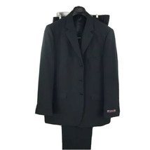 Pacelli Men&#39;s Black Suit 3 Piece Pleated Pants Wide-Leg Polyester Size 48L - £158.17 GBP