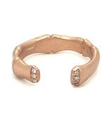 Sterling Sil. 18k Rose Vermeil Open Bamboo Ring 5mm w/ Diamond Accents S... - $181.99 CAD