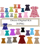 Glitter Dress-Digital Kit-Jewelry Tag-Clipart-Gift Card-Art Clip-Gift Ta... - $37.17 MXN