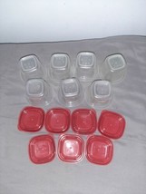 Lot Of 7 Rubbermaid RED Dressing Containers with Lids Snap On 2-5/8&quot;&quot; Square  - £10.26 GBP