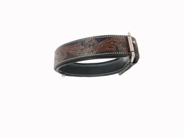 Shwaan Leather Dog Collar Genuine Tooled Floral Pattern Handmade Medium 13&quot; -17&quot; - £30.62 GBP