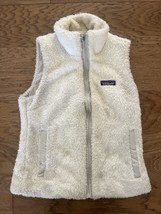 Patagonia Vest Womens Small Faux Fur Fuzzy Pockets Full Zip Lined Ivory - £22.29 GBP