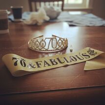 70th Birthday Decorations Gold Sash &amp; Tiara Set for Women - 70 &amp; Fabulou... - $350.07 MXN
