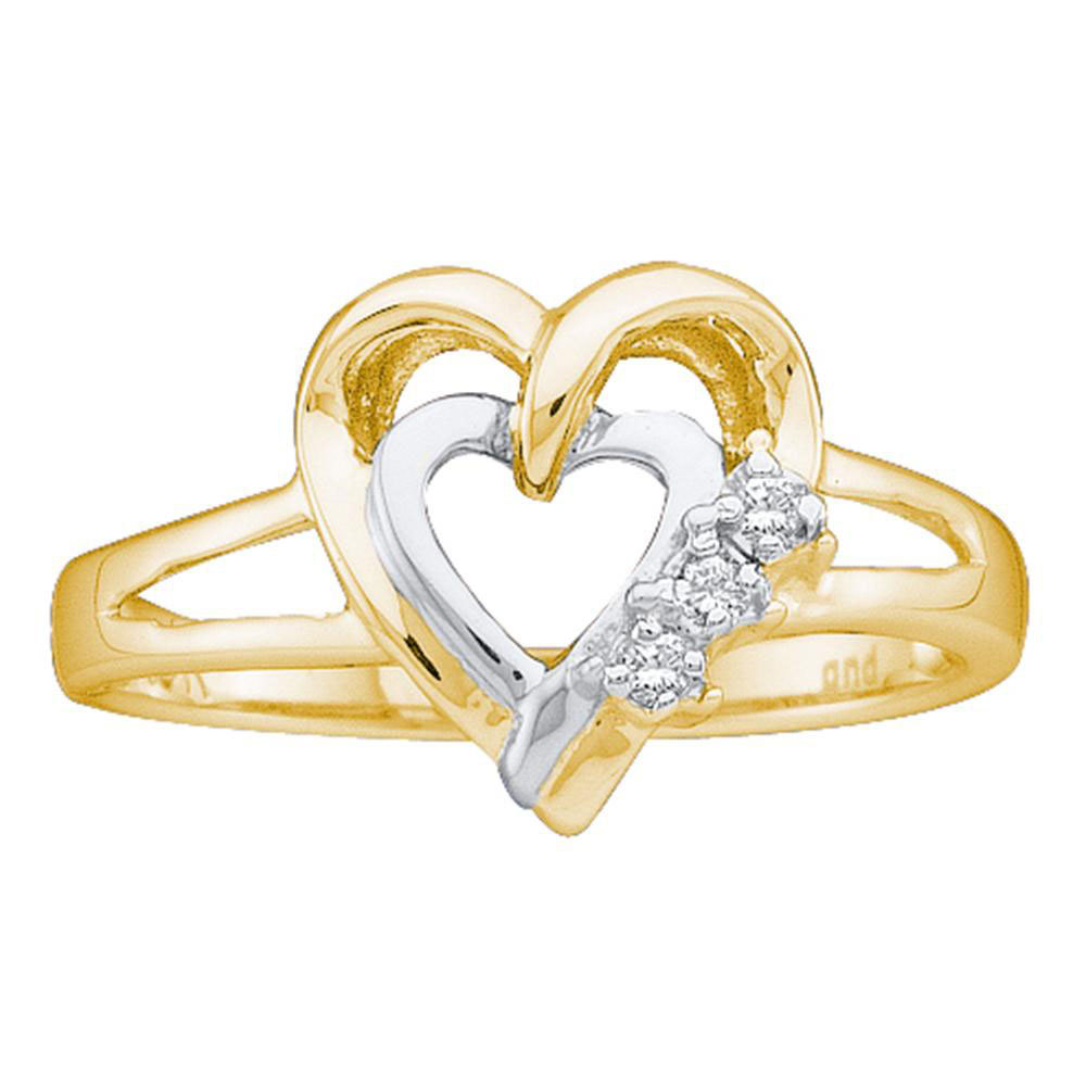 Two-tone Sterling Silver Womens Round Diamond Double Heart Ring .03 Cttw  - $29.00
