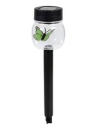 Solar Butterfly Jar Stake Lights/Waterproof Powered LED Green - £11.36 GBP