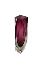 L. Mandruzzato Faceted Prism Murano Sommerso Amethyst Art Glass Vase - 10”H - $74.25