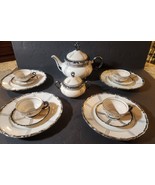MITTERTEICH BAVARIA TEA SERVICE FOR 4 ELEGANT SILVER/BLUE PATTERN 1930s ... - €67,96 EUR