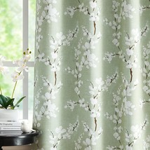 Fmfunctex Green White Full Blackout Curtains Floral Printed Spring Curtain - £41.55 GBP