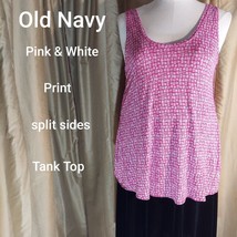 Old Nany Pink &amp; White Print Side Split Tank Size XL - $9.00
