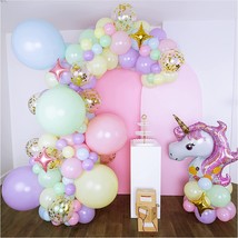 Pastel Rainbow Unicorn Balloon Garland Arch kit, Giant Foil Unicorn Balloon for  - £23.43 GBP