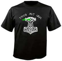 Thors Hammer T Shirt Moljinor Thor Mit Uns Asatru Viking Odin Norse Mythology - £12.05 GBP+