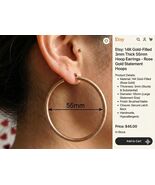 14K Gold Filled Hoop Earrings: 3mm Thick, 55 mm diameter - $35.00