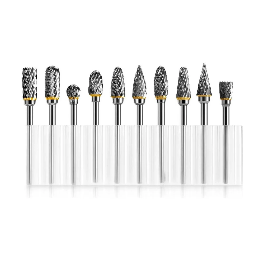 10 pcs 1/8&quot; Shank Tungsten Carbide Milling Cutter Rotary Tool Burr Double  Cut R - £45.39 GBP