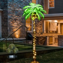 Lighted Palm Tree With Coconuts, 6Ft 162 Leds Light Up Palm Trees Outdoo... - £116.58 GBP