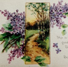 A Birthday Wish Greeting Postcard 1920s Gibson Art Co Purple Flowers PCBG3D - £11.76 GBP