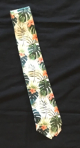 Island/Beach Print Hawaiian Pink Plumeria Hibiscus Green Monstera Leaf Necktie - £12.53 GBP