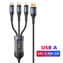USAMS U83 66W 3 In 1 Digital Display Cable PD QC Fast Charge USB Type C ... - £14.75 GBP